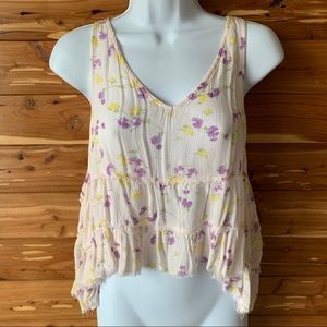 Intimately Free People Tunic Tank Top Sleeveless Ruffles Boho Medium Pink Purple